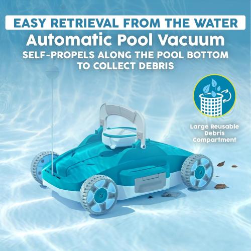 Bestway AquaTronix G200 Automatic Robotic Pool Cleaner, Cordless Pool Vacuum Robot, Ideal for Flat-Bottom Inground and Above Ground Swimming Pools, 90-Min Runtime, Cleans Pool Floor