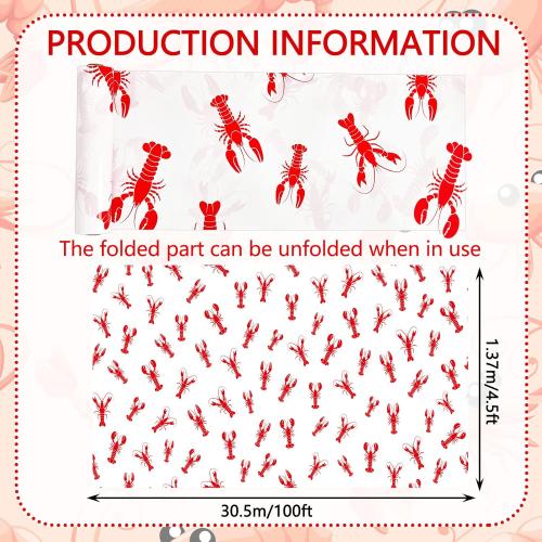 Mepase 100 ft x 54 Inch Crawfish Tablecloth Seafood Boil Party Supplies Summer Lobster Plastic Table Cover Disposable Crawfish Tablecloth Decorations for Kitchen Birthday Centerpiece