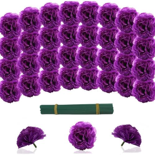 2Pack Artificial Marigold Flowers with Stems, 120Pcs Purple Flowers Silk Flower Marigolds for Day of The Dead Decoration, Diwali Decor, Ofrenda Decor, Marigold Garland Decor (120Purple)