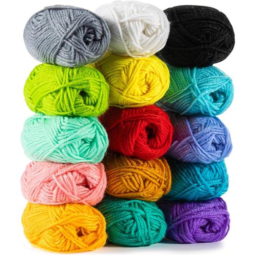 MAQIHAN 15x20g Acrylic Yarn for Crocheting - Soft Knitting Yarn for Crafts Multicolor Skeins for Crocheting DIY Bulk for Handicraft Knitting Scarves Ideal Gift for Beginners Adults