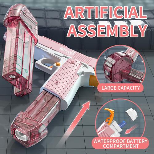 Pink Electric Water Gun with Long Range,Automatic Squirt Gun for Kids and Adults, Long Distance Water Pistol for Pool Beach Outdoor Play
