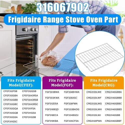 316067902 Oven Rack Replacement for Frigidaire Stove Oven Racks,22.6x 16 | 316067902 Rack-Flat For Kenmore Gas Stove Range Oven Parts 304 Stainless Steel Oven Baking Wire Rack With 2ps Oven Liners