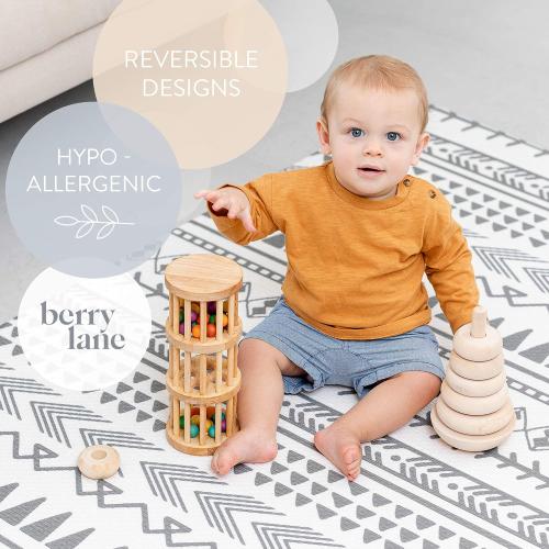 Berry Lane Baby Play Mat | Large 6.5 ft x 4.5 ft One-Piece Reversible Foam Floor Playmat | Tummy Time | Extra Soft & Thick | Non-Toxic | for Infants, Babies, Toddler, and Kids