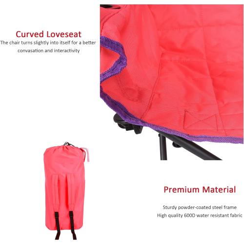 SUNNYFEEL Kids Folding Double Camping Chair, Portable Kids Camping Chairs 2 Seat Chair, Pink Padded Foldable Lawn Chairs with Cup Holder for Beach/Outdoor/Travel/Picnic, Foldable Camp Chairs 2 Person