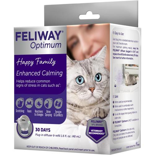 FELIWAY® Optimum 30 Day Cat Calming Plug In Pheromone Diffuser Starter Kit, 48ml - Helps Reduce Common Signs of Stress in Cats & Kittens, Enhanced Calming