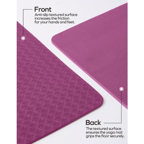 Ewedoos Eco Friendly Yoga Mat with Alignment Marks TPE Yoga Mat Non Slip Hot Yoga Mat Thick 1/4'' Anti-Tear Surfaces Exercise Mats for Home Workout Fitness Pilates