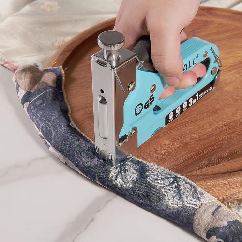 Blue SHALL Staple Gun Heavy Duty, 3-in-1 Upholstery Staple Gun Kit with 3000 Staples, Staple Remover, Manual Brad Nailer with Specific Staples Outlet Position Indicator