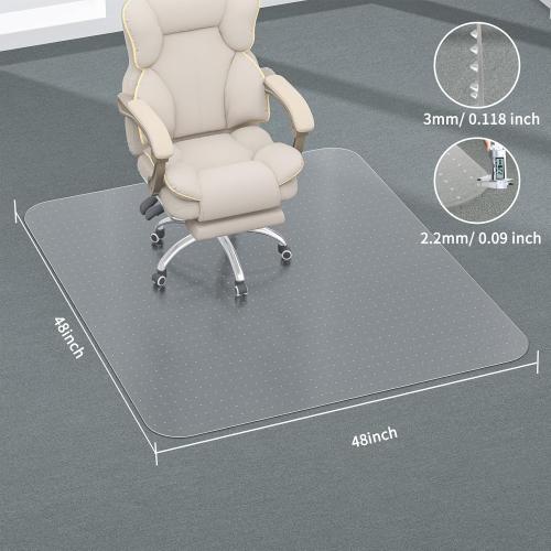 MESHDO Office Chair Mat for Carpet, 48 X 48 X 0.09 Desk Chair Mat for Carpet Floors, Clear and Thick Rolling Computer Chair Mats with Non-Slip Studded for Home and Office Low Pile Carpets