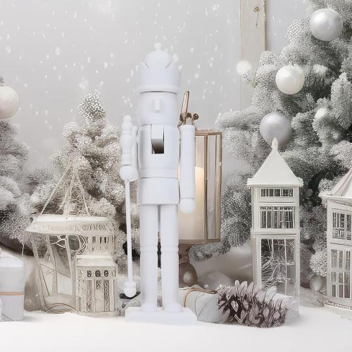 15 Inch White Christmas Nutcracker Ornaments Flocked Nutcracker Figures Christmas Decor Ornament Soldier Festive Collectible Gift for Table Fireplace Shelf Desktop Home Decor