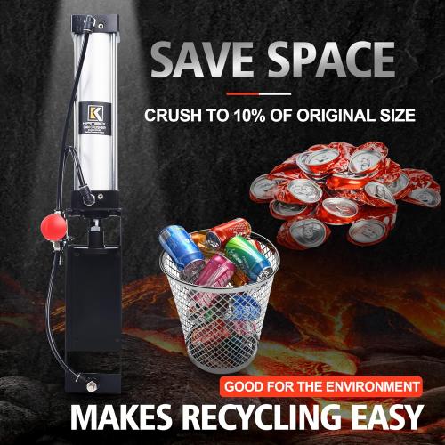 Can Crusher with Automatic ejection of flat cans,Pneumatic Soda Beer can Crusher for Recycling and Crushing 12 oz and 16 oz Cans