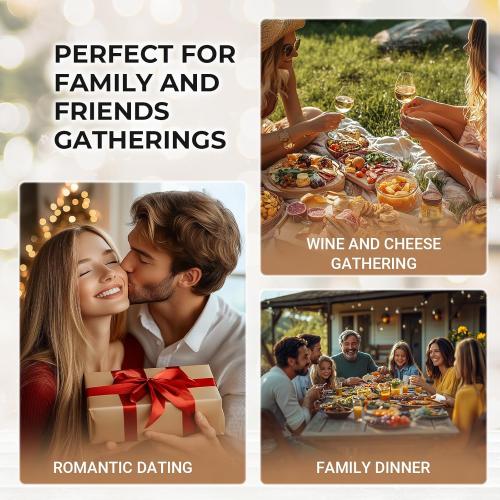 Charcuterie Boards, Bamboo Charcuterie Board with Lid, Cheese Board with Buckle Locking, Cutting Boards for Kitchen, House Warming Gifts New Home, Gifts for Women, 6 Compartments