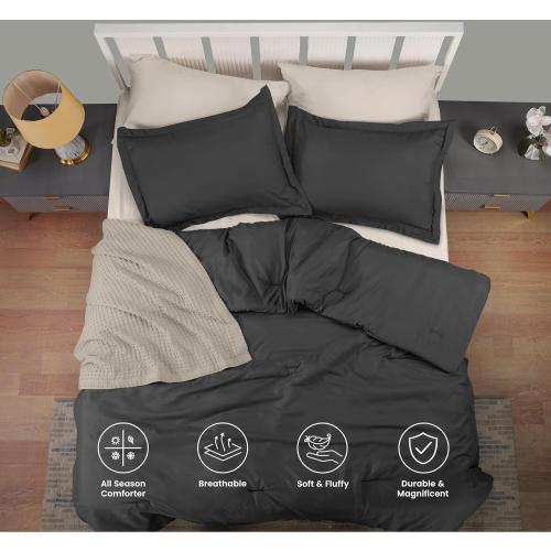 Utopia Bedding Queen Comforter Set Grey, Comforters Queen Size 3 Pieces Bedding Comforters Sets, Down Alternative Soft Bed Set, 1 Comforter (88 x 88 inches) 2 Pillow Shams (20 x 26 inches)