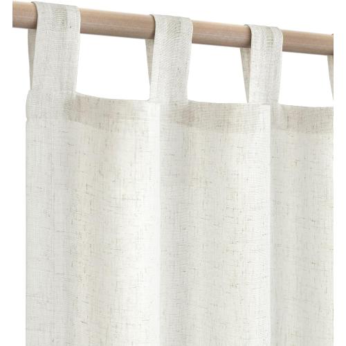 KOUFALL 108 Inch Curtains Long 2 Panels Set,Sheer Linen Light Filtering Boho Farmhouse 9 FT 9FT Floor Length Curtains for Large Window,Cream Ivory Off White