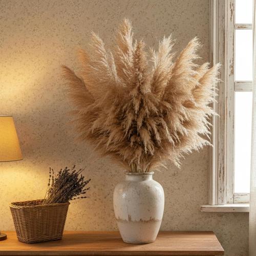 20 Stems Natural Pampas Grass Decor 40 Tall Dreid Pampas Grass for Wedding, Party, Farmhouse, Brown Dreid Flowers Boho Home Decor