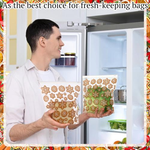 TaoBary 50 Count Food Slider Freezer Bags with Zipper 9 Inch Snowflake Transparent Reusable Storage Bags Leakproof Thickened PE Storage for Marinate Meats(Transparent and Yellow,Cookie Style)