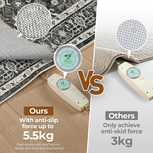 WITSHOCK Living Room Area Rugs 9x12: Soft Non-Slip Backing Washable Rugs Vintage Large Carpet for Bedroom Office Dining Room Kitchen Stain Resistant Home Decor Rug