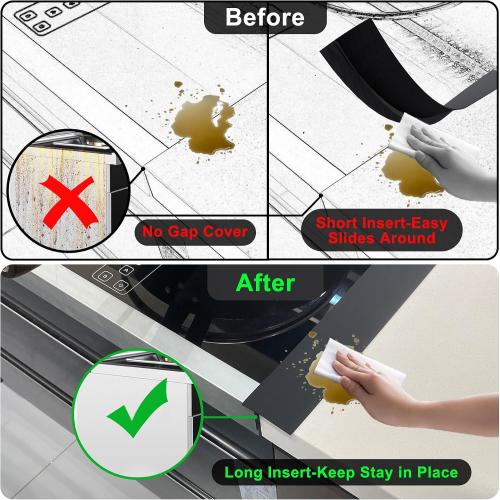 KindGa Silicone Stove Counter Gap Cover - 25 Inch Gap Filler 2 Pack Black