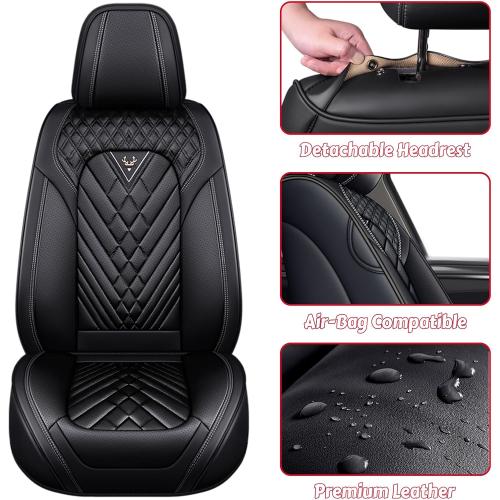 Seat Covers for Ram 1500,Full Set, Leather,Black | Waterproof,Leather,Lumbar Muscle Pain Healing Function,Airbag Compatible