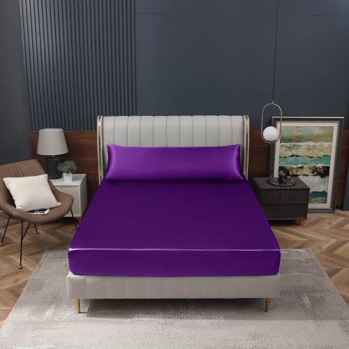 Homiest Purple Satin Fitted Sheet - Twin Size, Deep Pocket, Luxury & Ultra Soft Bedding
