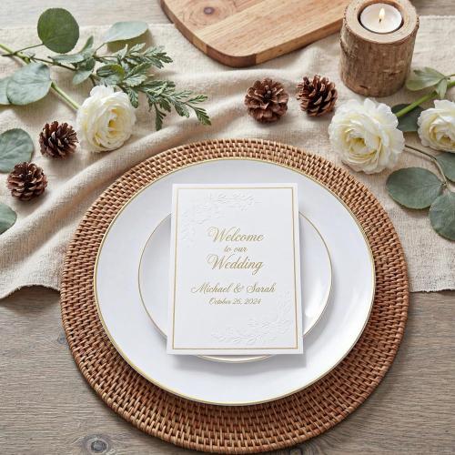 KIRE 100PCS Disposable Plates - White with Gold Rim for Easter/Wedding/Spring Party- Includes 50Pieces 10.25inch Dinner and 50Pieces 7.5inch Dessert/Salad Plates