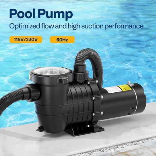 VIVOHOME 2.0HP Pool Pump - 115V/230V Self-Priming Motor - In-Ground/Above Ground - 6800GPH Energy Efficient - 1.5, 2, and 1.25-1.5 Connectors w/Strainer Basket