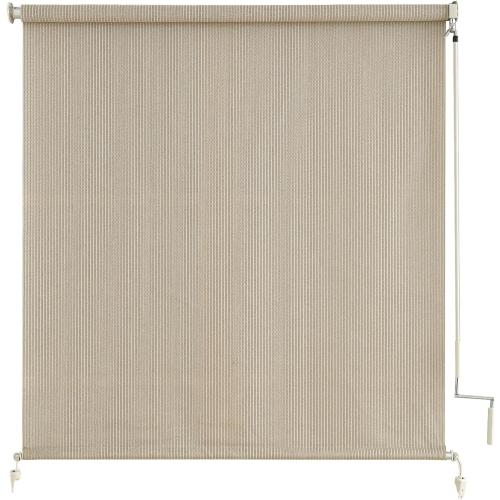 Outdoor Roller Shades，Cordless Patio Roller Up Blinds with Shade Cloth for Porch Gazebo Pergola Balcony Backyard，2 Poles & 1 Fabric，Sesame，72 Wx72 H