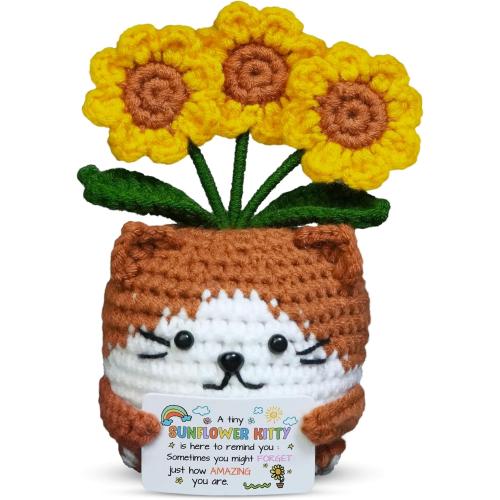 OASSIE Back to School Gifts for Kids Teens - Positive Crochet Sunflower Cat
