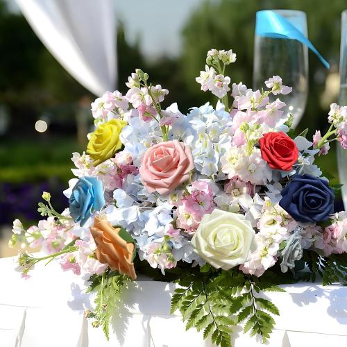 [25PCS] Navy Blue Roses Artificial Flowers with Long Stem Real Touch Fake Foam Roses for Decoration DIY Wedding Bouquets Centerpieces Bridal Shower Flower Arrangements Home Decor