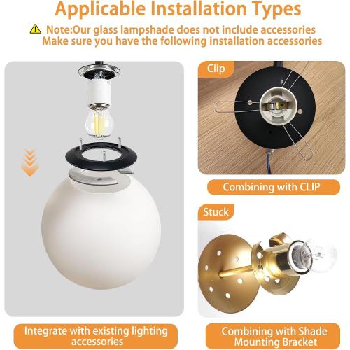 7.1 Inch Frosted White Glass Globe Lamp Shade with 2.56 Smooth Opening (No Lip) Milk Glass Ball Lampshade Cover Opal Sphere Shade Chandelier Light Fixture for Wall Sconce Pendant Light Table Lamp