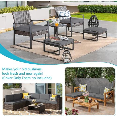 COSHNIBI Patio Cushion Covers 20'' X 18'' X 4'', Waterproof and Fade-Resistant Outdoor Cushion Cover Replacement for Outdoor Slipcovers,Rattan Chair Sofa & Lounge Seat - 6 Pack, Dark Grey(Covers Only)