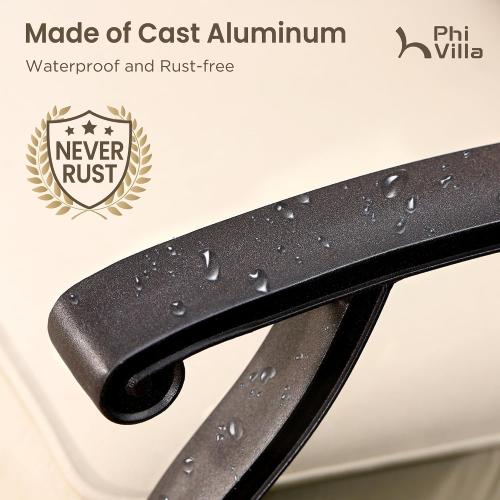 Outdoor Swivel Bar Stools Set of 2, Cast Aluminum Patio Bar Height Chairs with Seat Cushion, All-Weather Bar Dining Chairs Metal Bistro Chairs