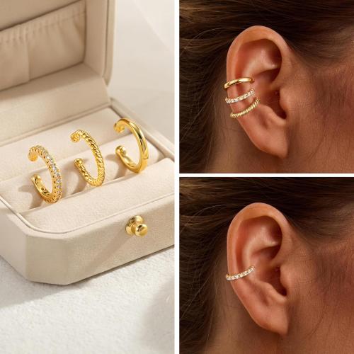 Gold Ear Cuff for Women, 14K Gold Plated CZ Cartilage Cuff | Non-piercing ear cuff with sparkling cubic zirconia. Lightweight stackable jewelry for everyday styling