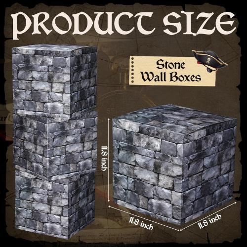 6 Pcs Large 11.81 Inch Stone Wall Boxes Medieval Themed Party Decorations Jumbo Giant Castle Brick Wall Centerpieces for Cobble Stone Brick Wall Medieval Party Birthday Party Favors Box
