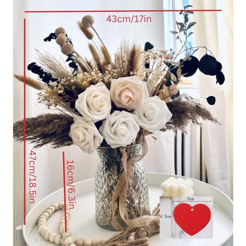 100pcs Artificial Flowers Arrangement With Vase Included, Dining Table Centerpiece Decorations, Fake Flowers in Vase, Dried Pampas Grass Floral Centerpieces, Coffee Table Decor, Centro de Mesa
