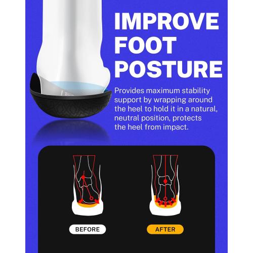 Walkhero Plantar Fasciitis Pain Relief Insoles High Arch Support Orthotic Shoes Inserts, Relieve Flat Feet and Foot Fatigue (Mens 6-6 1/2 | Womens 8-8 1/2, Blue)