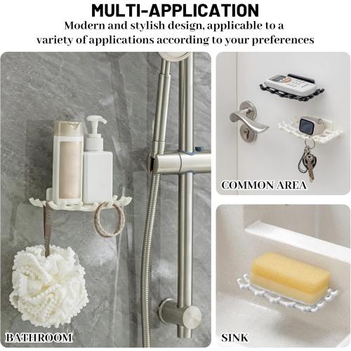 Pack of 4 Soap Bar Holder for Shower Wall, Self Draining Soap Dish with Hooks, No Drilling, Bathtub Kitchen Sink Waterproof Adhesive Wall Mounted Dish (4 Pack, White)