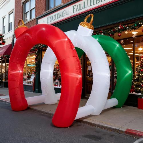 10.5 FT Christmas Inflatables Ornament Tunnel Arch Outdoor Decorations, Blow Up Walk-Through Archway Yard Decor for Garden Lawn Xmas Display