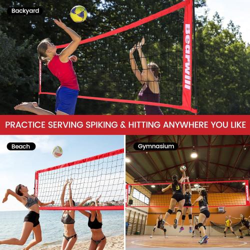 Volleyball Net, 12FT/20FT Portable Volleyball Net for Backyard | Freestanding Volley Ball Set, Height Adjustable with Carry Bag, Training Equipment for Indoor Outdoor Hitting Serving Drill