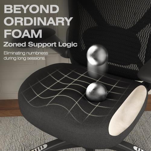 ELABEST X100 Ergonomic Mesh Office Chair, Big and Tall Hone Desk Chair with 5D Flip-Up Arms, Adjustable 3D Lumbar Support,Gaming & Executive Computer Chairs for Long Hours, Padded Seat