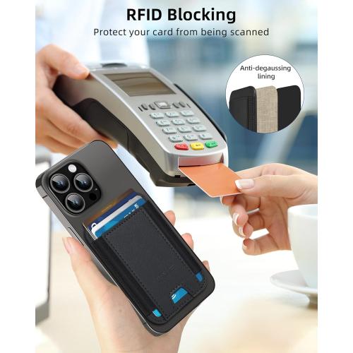 for MagSafe Wallet, Strongest Magnetic Wallet for iPhone 16/15/14/13/12 Series, 7 Cards Holder, Magnetic Phone Wallets, Leather Minimalist Slim RFID for iPhone Wallets, 1 Slot, Black & Black