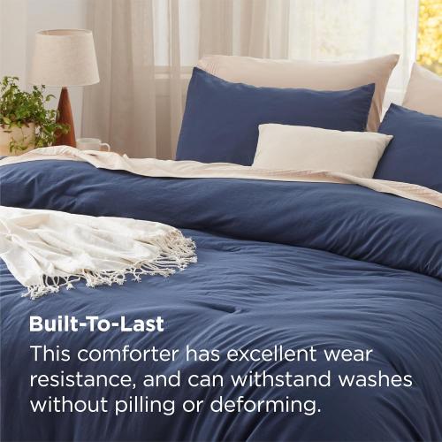 Bedsure King Size Comforter Set, Navy Soft Prewashed Bedding for All Seasons, 3 Pieces GentleSoft™ Warm Down Alternative Bed Set, 1 Lightweight Comforter (104x90) and 2 Pillowcases (20x36)