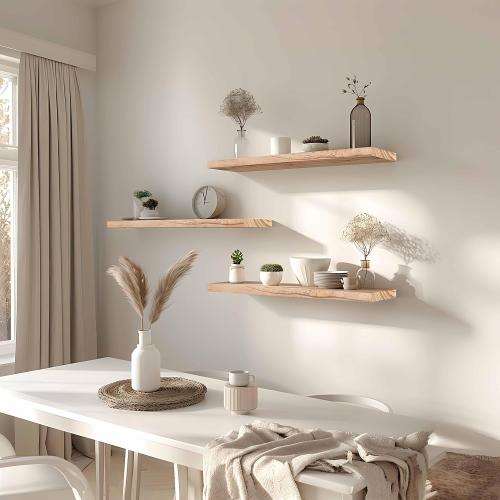 GXYAWPJ 24 Inch Floating Shelves for Wall Rustic Light Wood Wall Shelves for Bedroom Set of 4