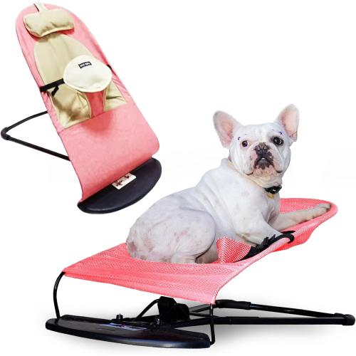 Dog, Cat Rocking Chair - Dog Rocking Chair for Frenchie, French Bulldog Rocking Chair Bed, Dog Lounge Chair Outdoor, Bouncer Chair, Portable Foldable Pet Rocking Chair