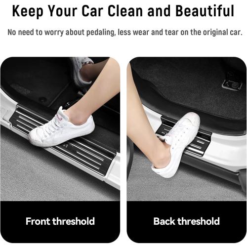 Color Black 4PCS Door Sill Protector for Jeep Wrangler JL JLU 2018-2025 2026 & Gladiator JT 2020-2025 2026 Accessories Stainless Steel Front and Rear Door Car Pedal Kick Protection (Black Brushed)