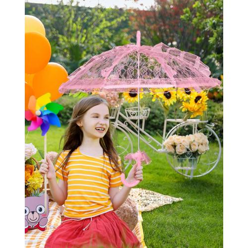 Mini Lace Embroidery Parasol for Kids   Vintage Bridal Umbrella for Wedding Flower Girls, Small Decorative Lace Parasol for Tea Party