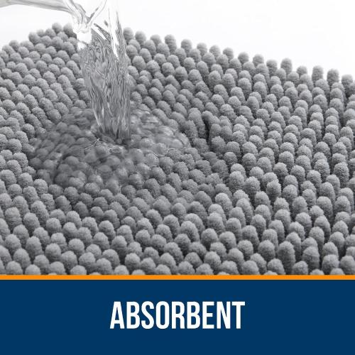 Okeo tex muddy mat ..Bathroom Rugs 70x46, Extra Soft Absorbent Chenille Bath Rugs, Rubber Backing Quick Dry, Machine Washable Bath Mats for Bathroom Floor, Tub and Shower, Home Decor Accessories, Grey