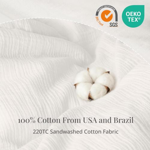 Off White Duvet Cover Queen Size, 100% Sandwashed Cotton Soft Queen Duvet Cover Set 3 Pieces with Zipper Clousre & Corner Buttons (Off White, Queen 90 x 90)