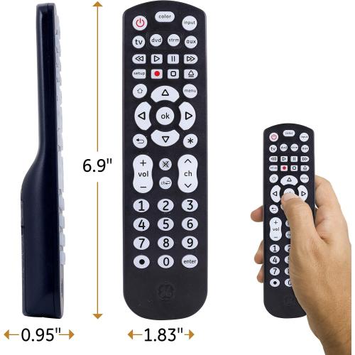 GE Color Select Backlit Buttons Universal Remote Control, Samsung TV Remote Control Replacement, Samsung Remote Control for Smart TV, Roku Remote Replacement, Vizio, LG TV, Sony, 4-Device, Black 44220