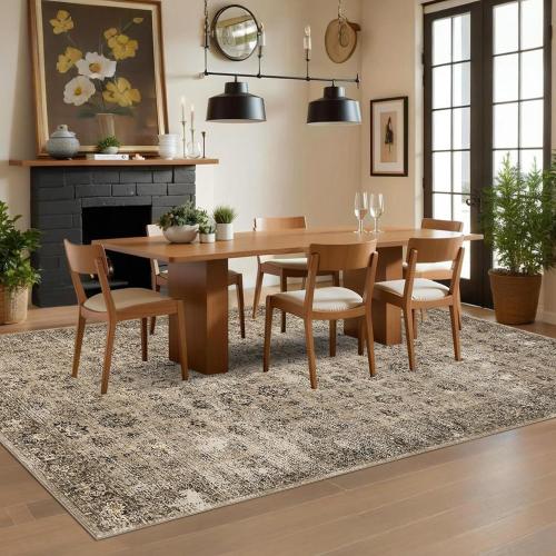 8x10  Washable Area Rugs color brown greyish