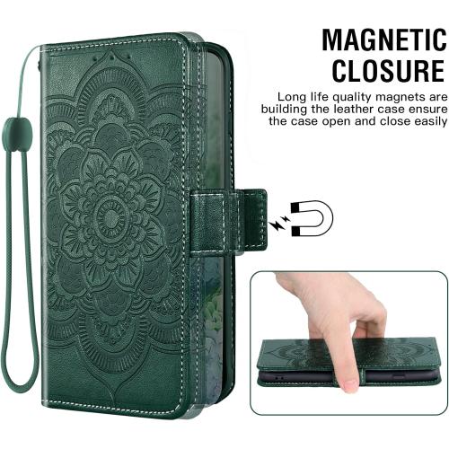 Asuwish Compatible with Samsung Galaxy A13 5G Wallet Case and Tempered Glass Screen Protector Flip Credit Card Holder Stand Cell Phone Cover for Gaxaly A 13 G5 2022 13A A135G SM A136U Women Dark Green